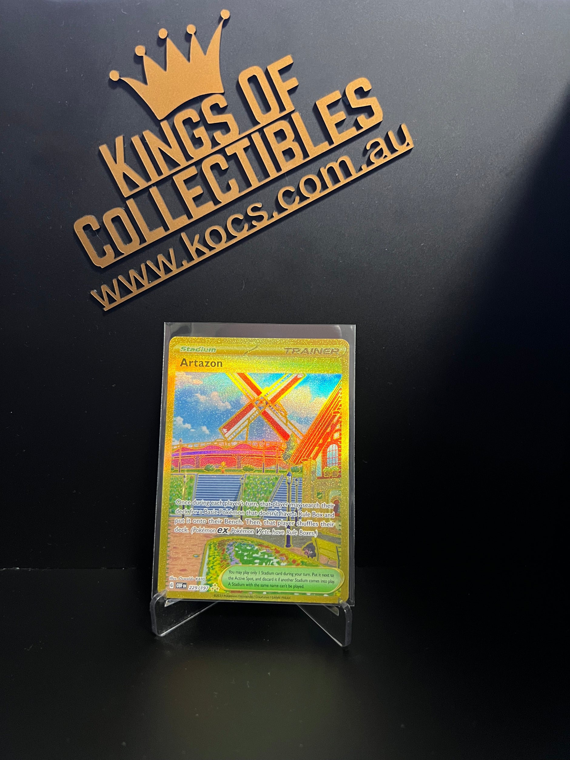 pokemon artazon gold card Trainer Secret Rare #229/197 2023 Obsidian Flames – CTKollectables have Rule Boxes)This card stays in play when you play it Awesome Pulls by Jeremy &