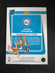 NBA Panini Donruss 2021-22 RC Card 247 Jaden Springer - Philadelphia 76ers
