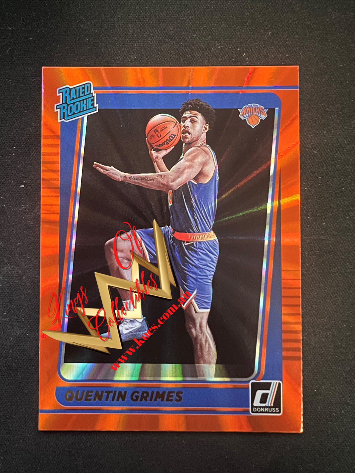 NBA Panini Donruss 2021-22 RC Card 216 Quentin Grimes - New York Knicks (Orange Laser)