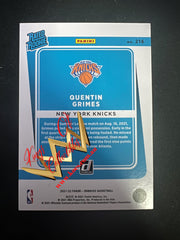 NBA Panini Donruss 2021-22 RC Card 216 Quentin Grimes - New York Knicks (Orange Laser)