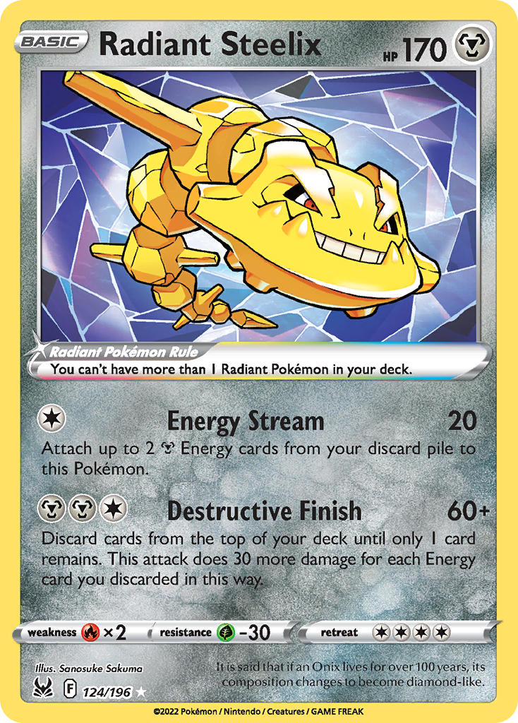 Pokemon TCG Sword & Shield - Lost Origins Single Card124/196   Radiant Steelix 