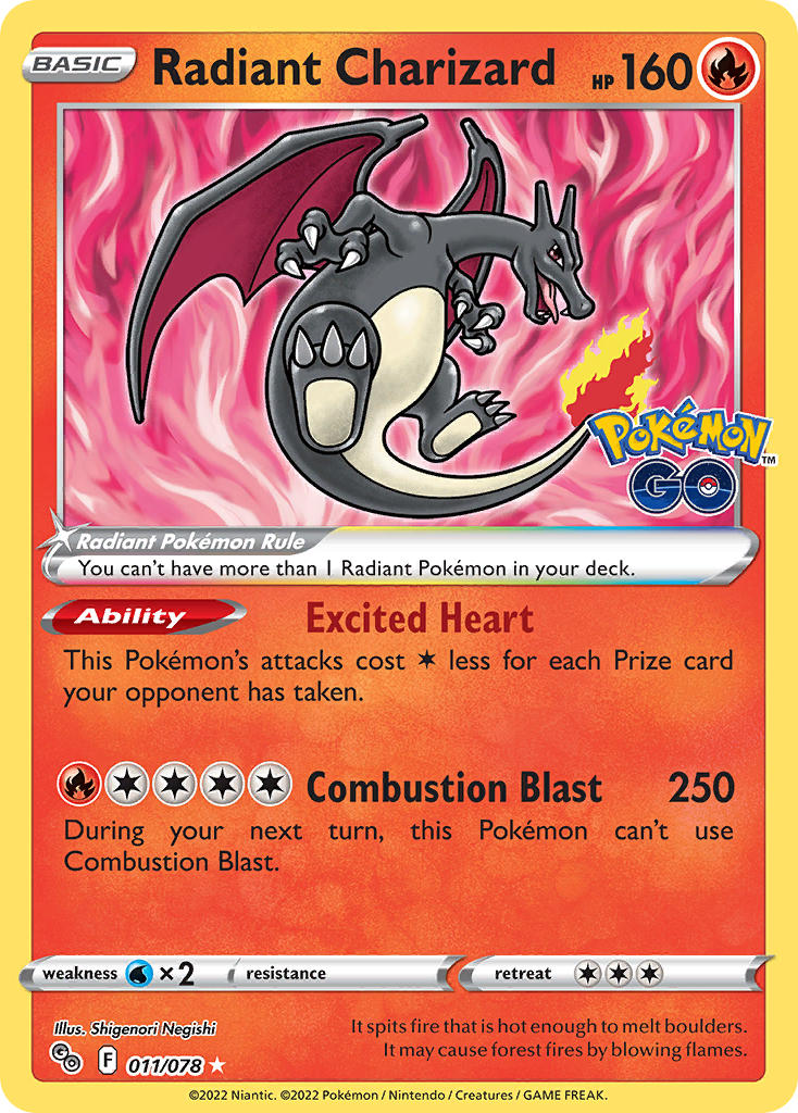 Pokemon TCG Sword & Shield - Pokemon GO Single Card 011/078   Radiant Charizard 