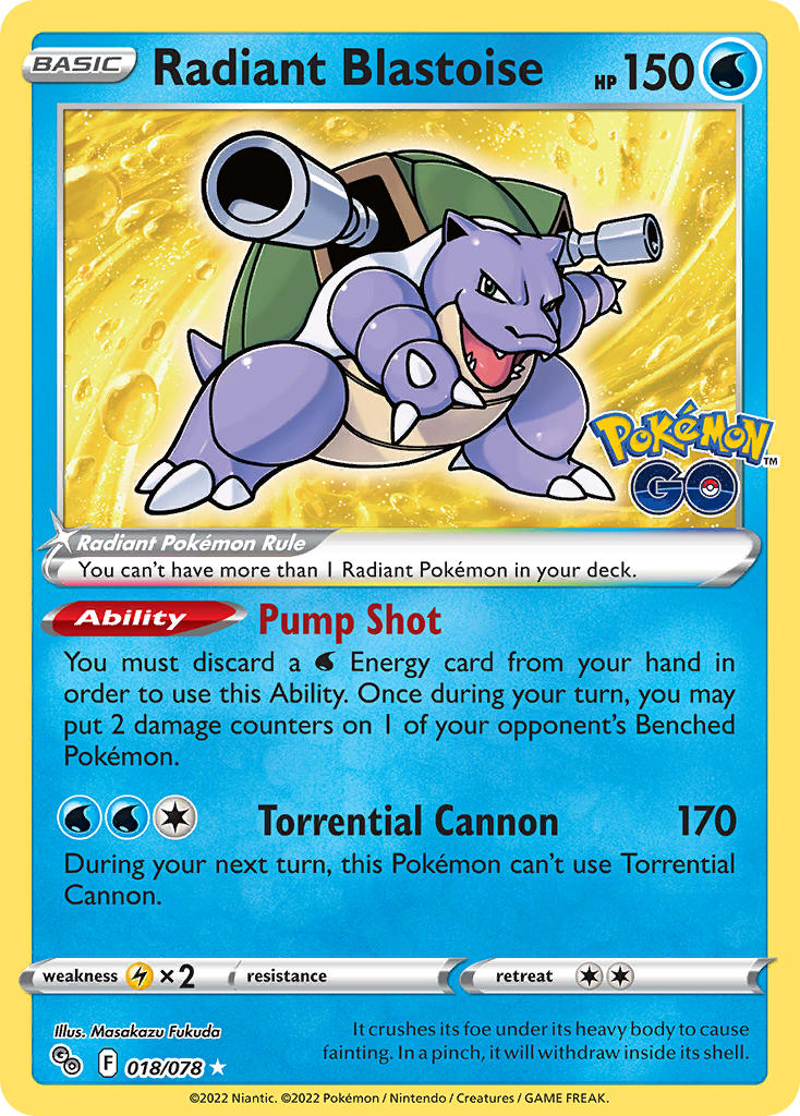 Pokemon TCG Sword & Shield - Pokemon GO Single Card 018/078   Radiant Blastoise 