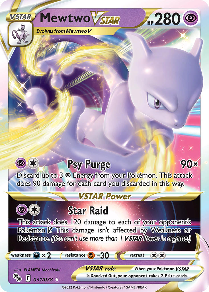 Pokemon TCG Sword & Shield - Pokemon GO Single Card 031/078   Mewtwo VSTAR 