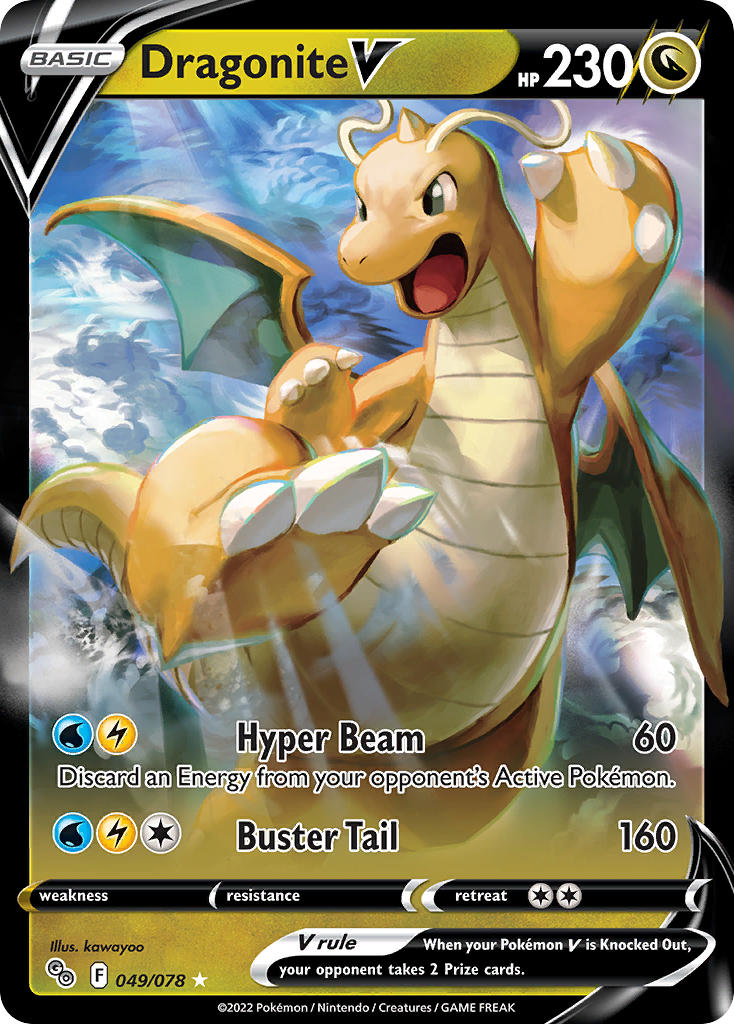 Pokemon TCG Sword & Shield - Pokemon GO Single Card 049/078   Dragonite V 