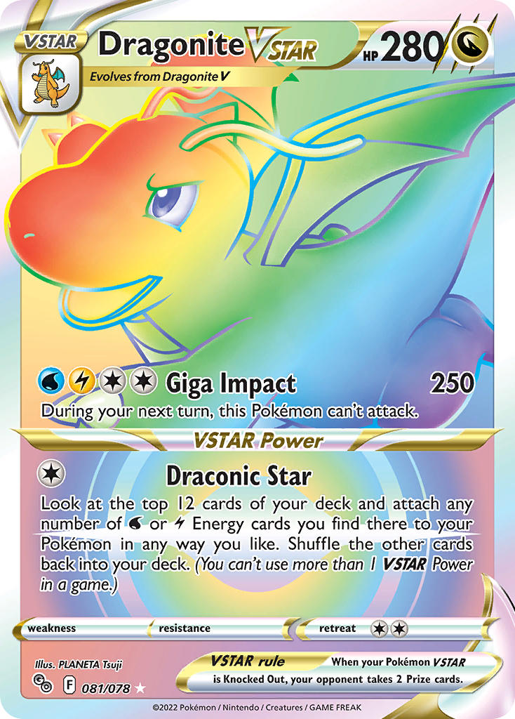 Pokemon TCG Sword & Shield - Pokemon GO Single Card 081/078   Dragonite VSTAR 