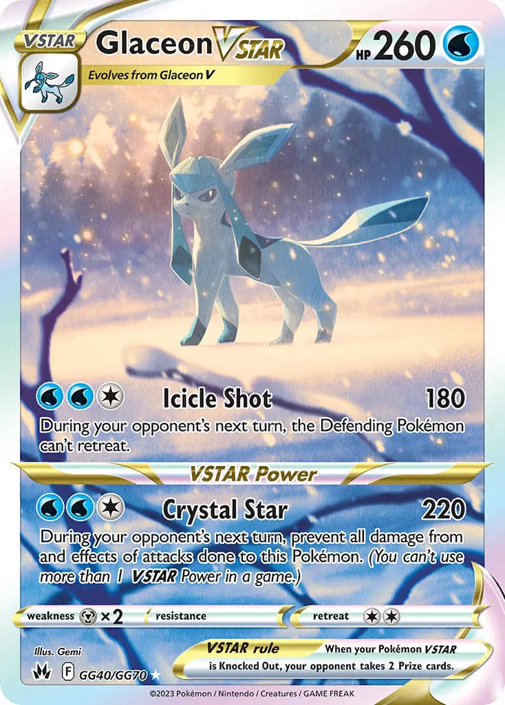 Pokemon TCG Sword & Shield - Crown Zenith Single Card Glaceon VStar GG40/GG70