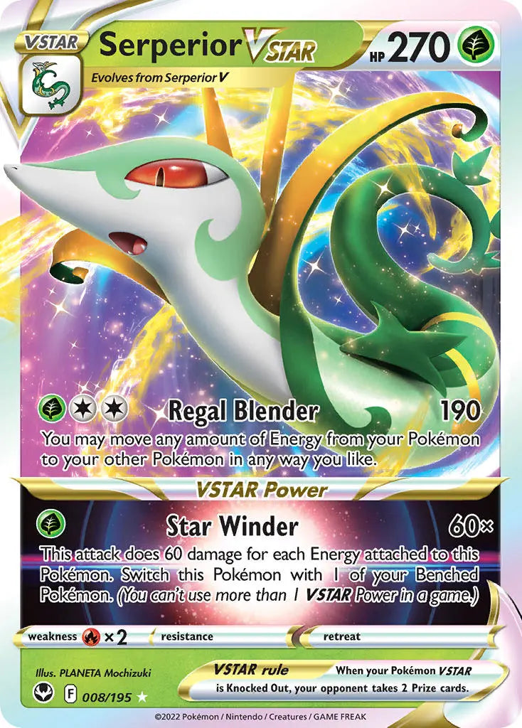 Pokemon TCG Sword & Shield - Silver Tempest Single Card 008/195 Serperior V Star