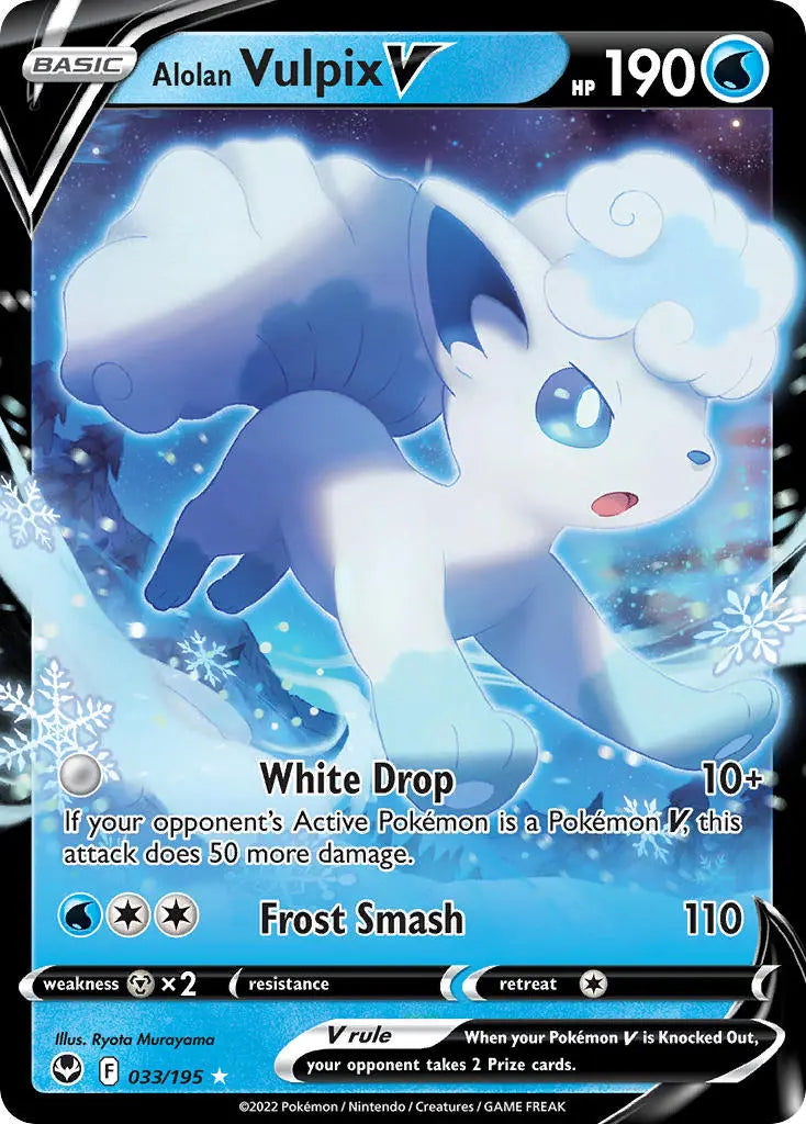 Pokemon TCG Sword & Shield - Silver Tempest Single Card 033/195 Alolan Vulpix V