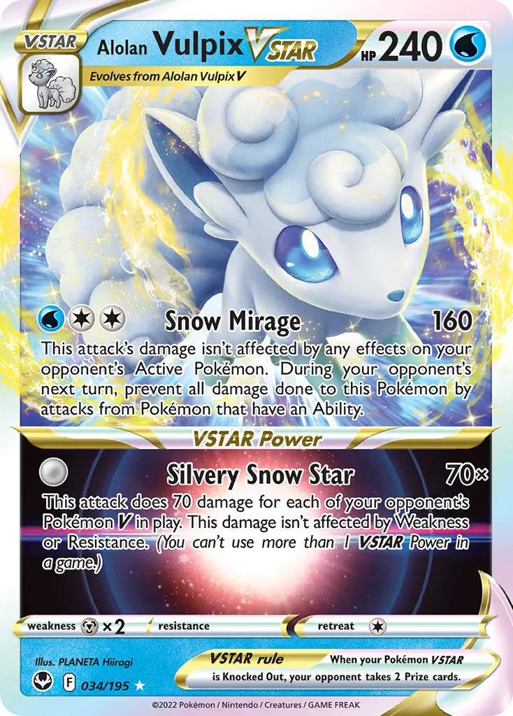 Pokemon TCG Sword & Shield - Silver Tempest Single Card 034/195 Alolan Vulpix V Star