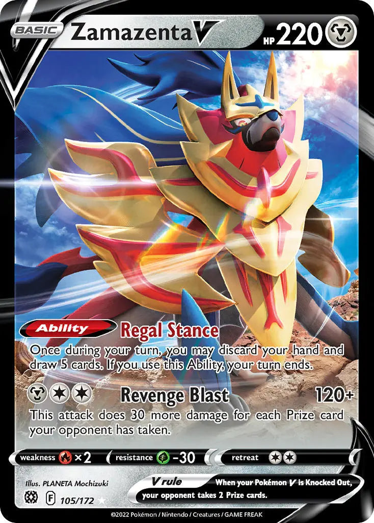 Pokemon TCG Sword & Shield - Brilliant Stars Single Card 105/172 Zamazenta V