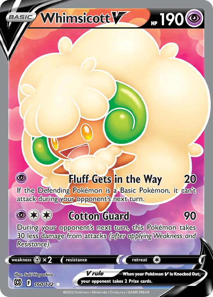 Pokemon TCG Sword & Shield - Brilliant Stars Single Card 160/172 Whimsicott V Full Art